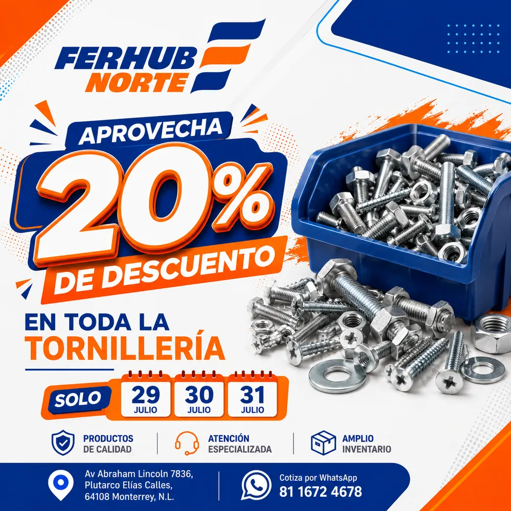20% de descuento en tornillería