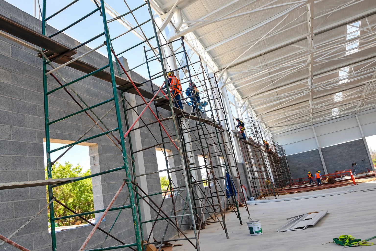 Trabajo de obra civil en una nave industrial